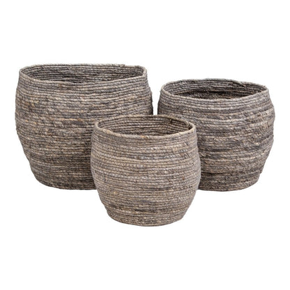 Tivoli Baskets - Grey, Maize Leaf, 33x33x30 cm - Set of 3