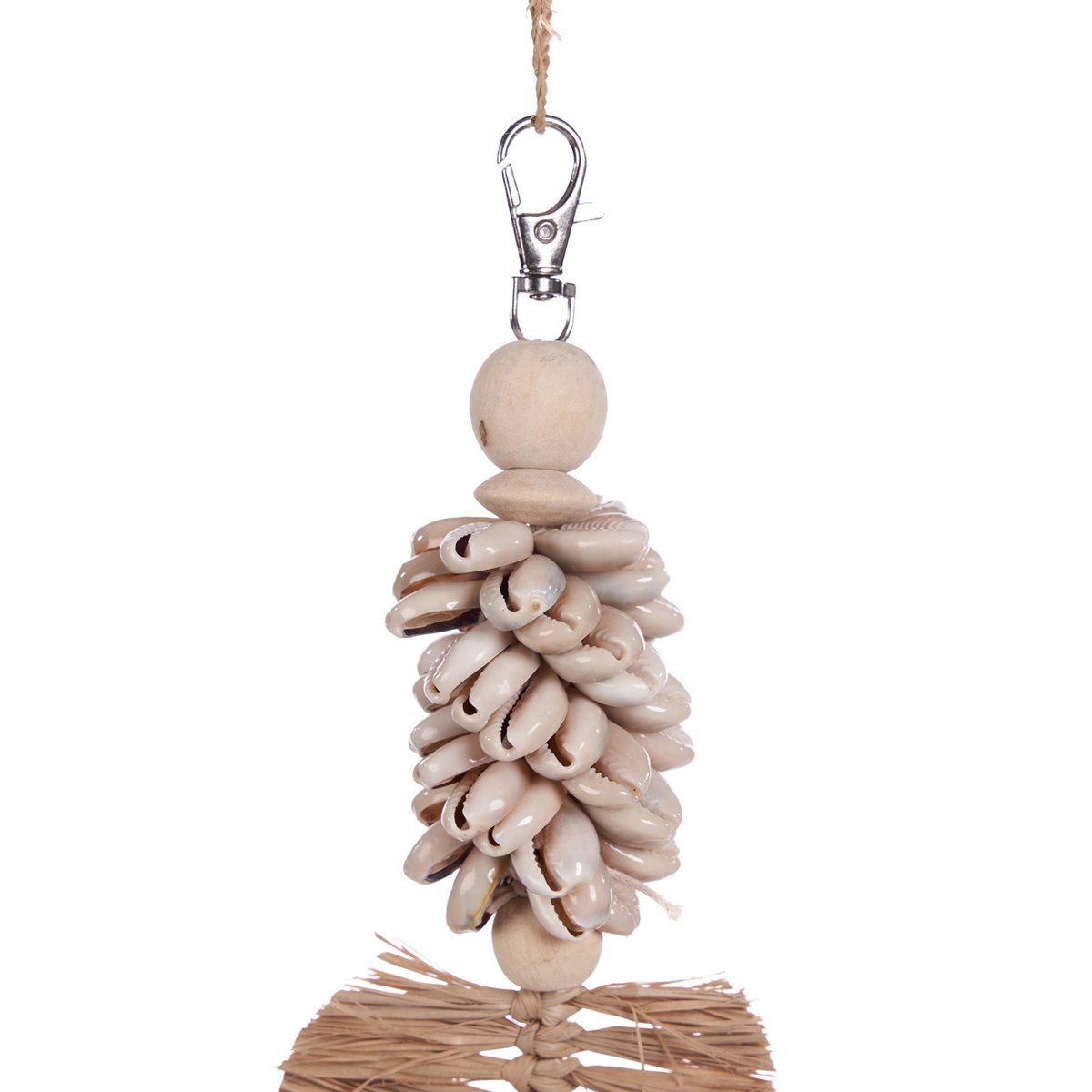 Natural Shell Leaf Keychain - Handwoven Grass Coastal Accessory