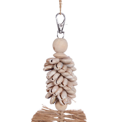 Natural Shell Leaf Keychain - Handwoven Grass Coastal Accessory