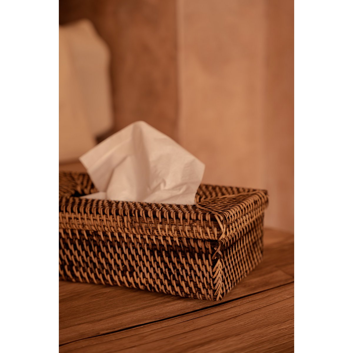 Rattan Tissue Box - Natural Brown