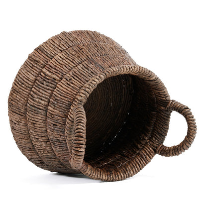 Banana Leaf Storage Basket – Handwoven Triangular Basket with Handles