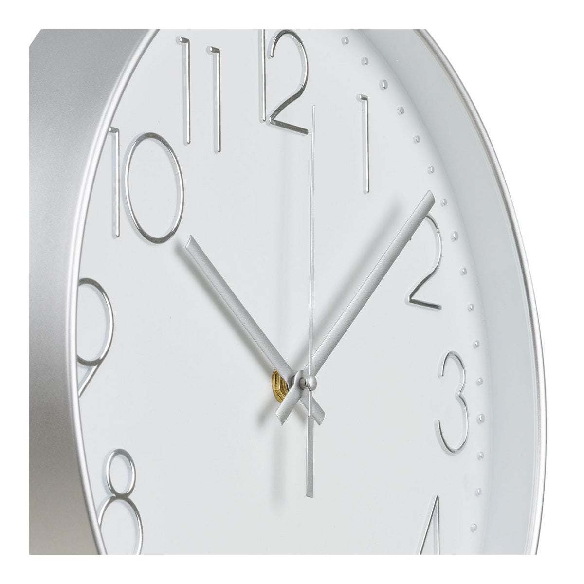 Silver Wall Clock Silent Movement – Modern Minimalist Design, 30cm