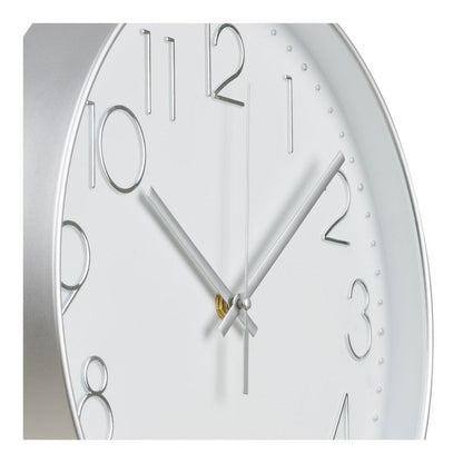 Silver Wall Clock Silent Movement – Modern Minimalist Design, 30cm