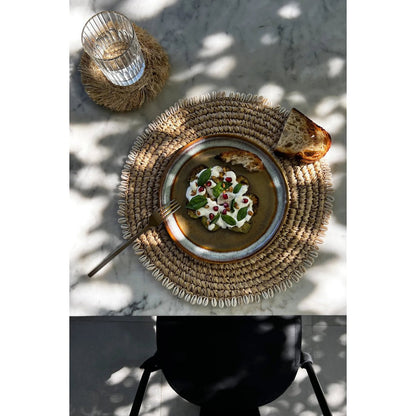 Raffia Placemat with Shells - Natural Coastal Table Decor