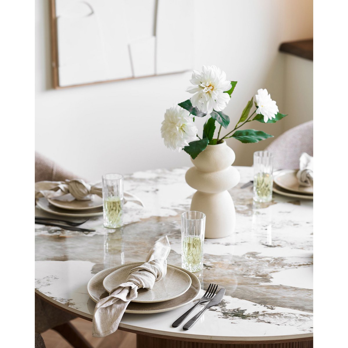 Viola Dinner plate, ceramic, beige, ø27 cm, set of 4