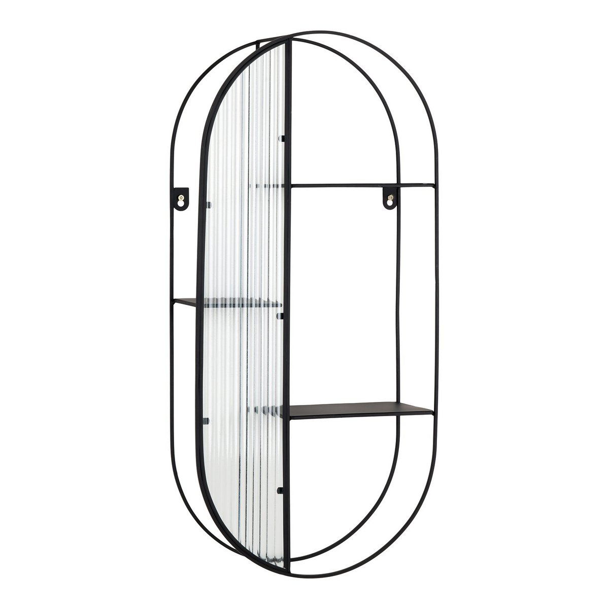 Glass Shelf Black Steel Frame - 3-Tier Newcastle - 32x11x68 cm