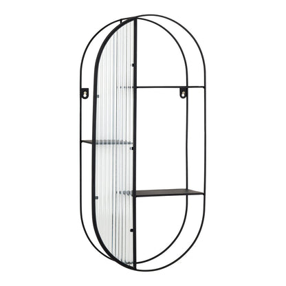 Glass Shelf Black Steel Frame - 3-Tier Newcastle - 32x11x68 cm