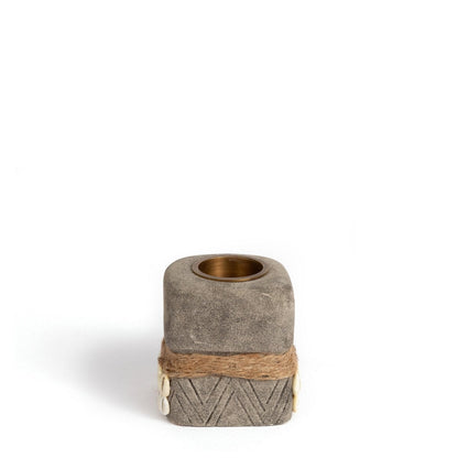Sandstone Candle Holder - Hand-Carved Stone Sumba Style