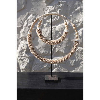 Natural Shell Necklace on Iron Stand - Coastal Decor, 18 inches