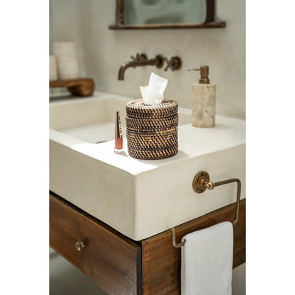 Rattan Tissue Box Cover - Natural Brown