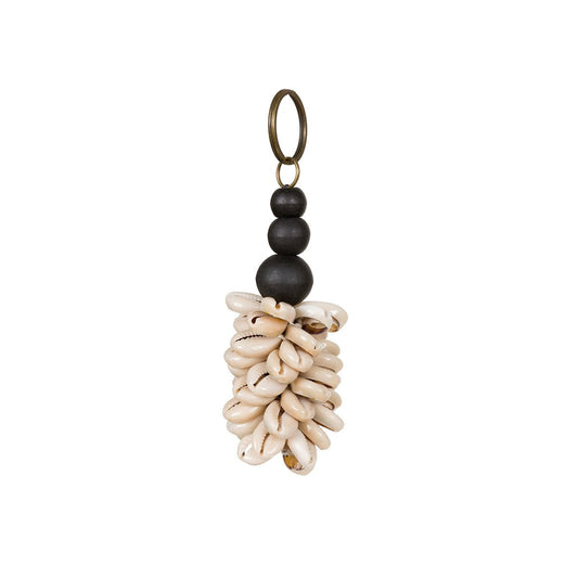 Shell and Wood Keychain - Natural Black, Island Style
