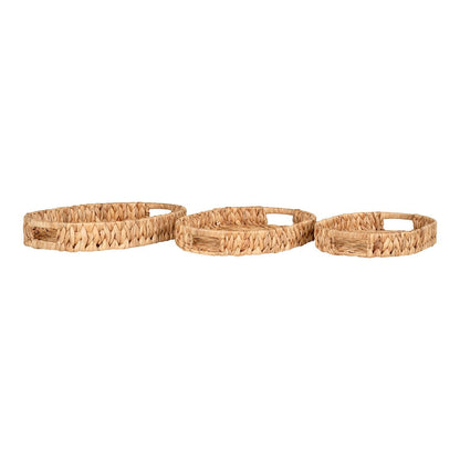 Water Hyacinth Serving Trays - Natural Rustic Set of 3
