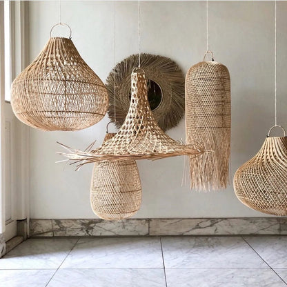 Rattan Pendant Light - Natural Woven Mykonos Style - Medium