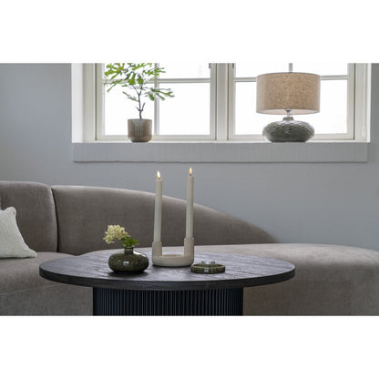 Ceramic Candle Holder - Beige Modern Candelabra - 13x8.5 cm