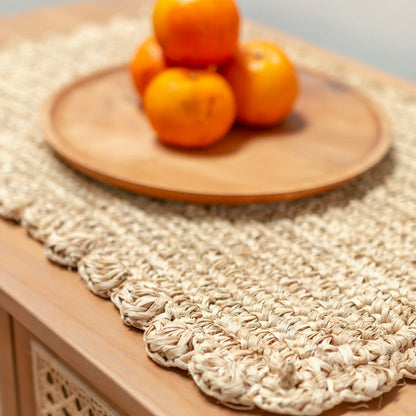 Raffia Placemat Set - Rectangular Boho Table Mats, 50x30 cm