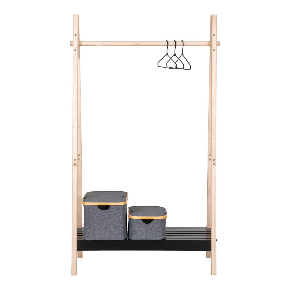 Torino Clothes Rack - Natural/Black, MDF/Paulownia, 94.5x39x170 cm
