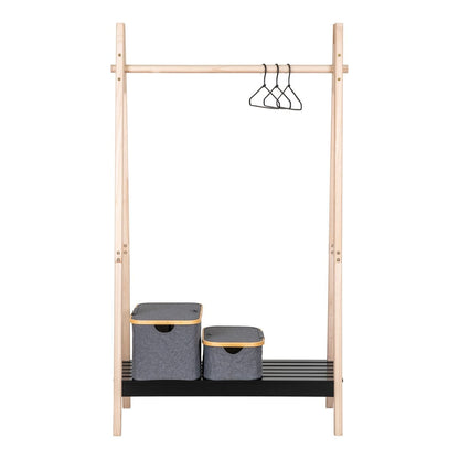 Torino Clothes Rack - Natural/Black, MDF/Paulownia, 94.5x39x170 cm