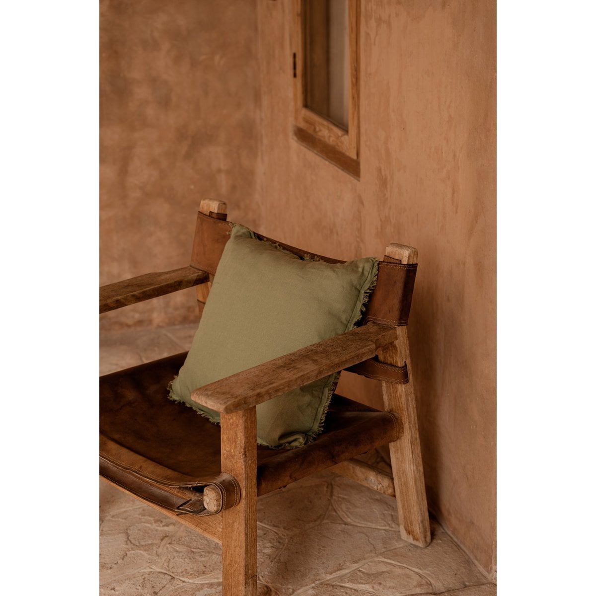 Linen Cushion Cover - Sage Green Square Throw Pillow, 50x50 cm