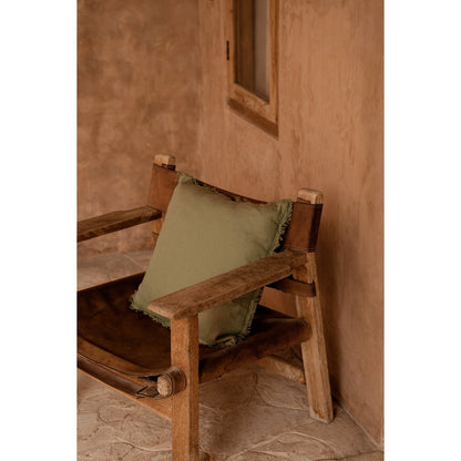 Linen Cushion Cover - Sage Green Square Throw Pillow, 50x50 cm