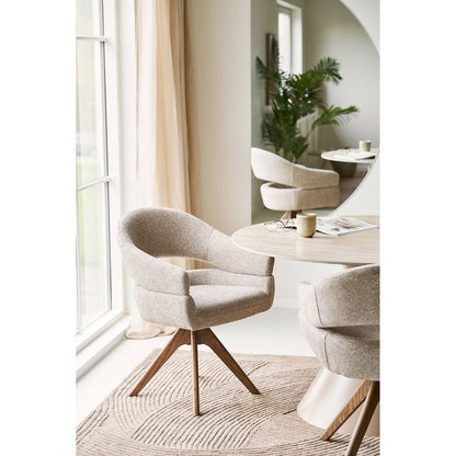 Dover Dining chair with swivel, sand heathered, brown oak legs, HN1317