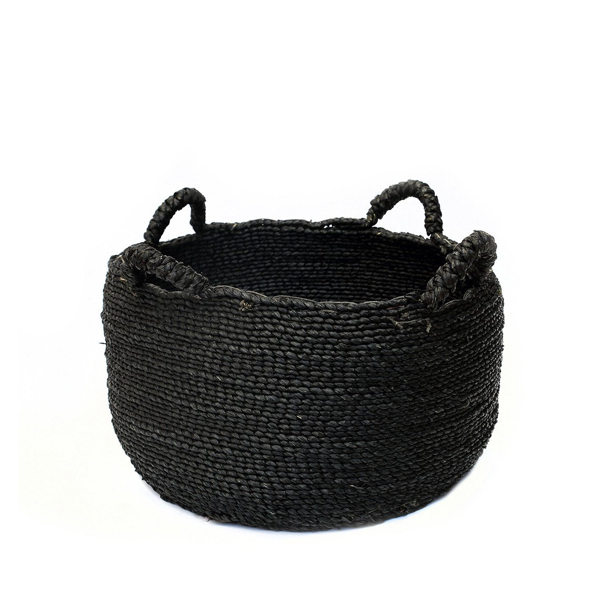 Seagrass Storage Basket – Black Handwoven Basket, Medium