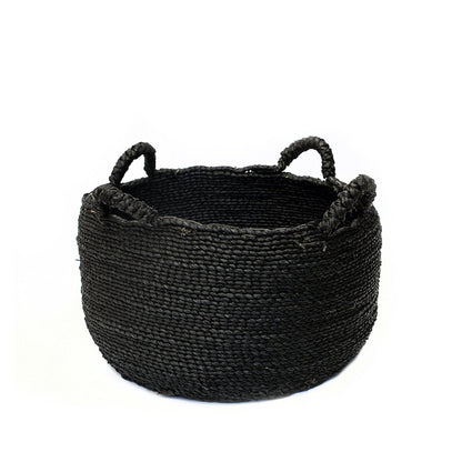 Seagrass Storage Basket – Black Handwoven Basket, Medium