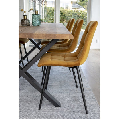 Middelfart Dining Chair - Polyester Velvet, Steel, Mustard Yellow - Set of 2