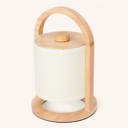 River Light Brown Wooden Rechargeable Lamp | Linen Blend, Versatile & Up to 100 Hours of Battery Life