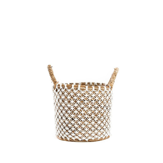 Macramé Basket with Cross-Stitch Detail - Small