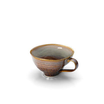 Ceramic Coffee Mug - Smoked Brown-Grey Horizon Design - Medium