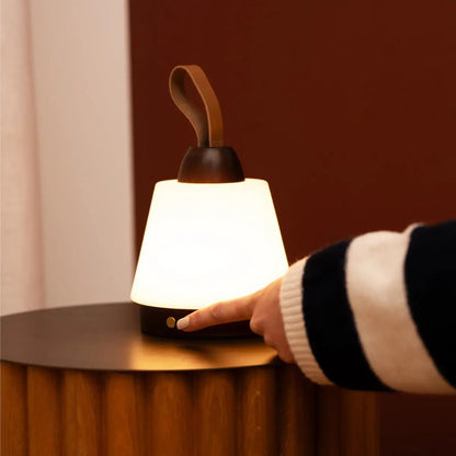 Dark Brown Rechargeable Table Lamp – Leather Strap & 3 Light Modes