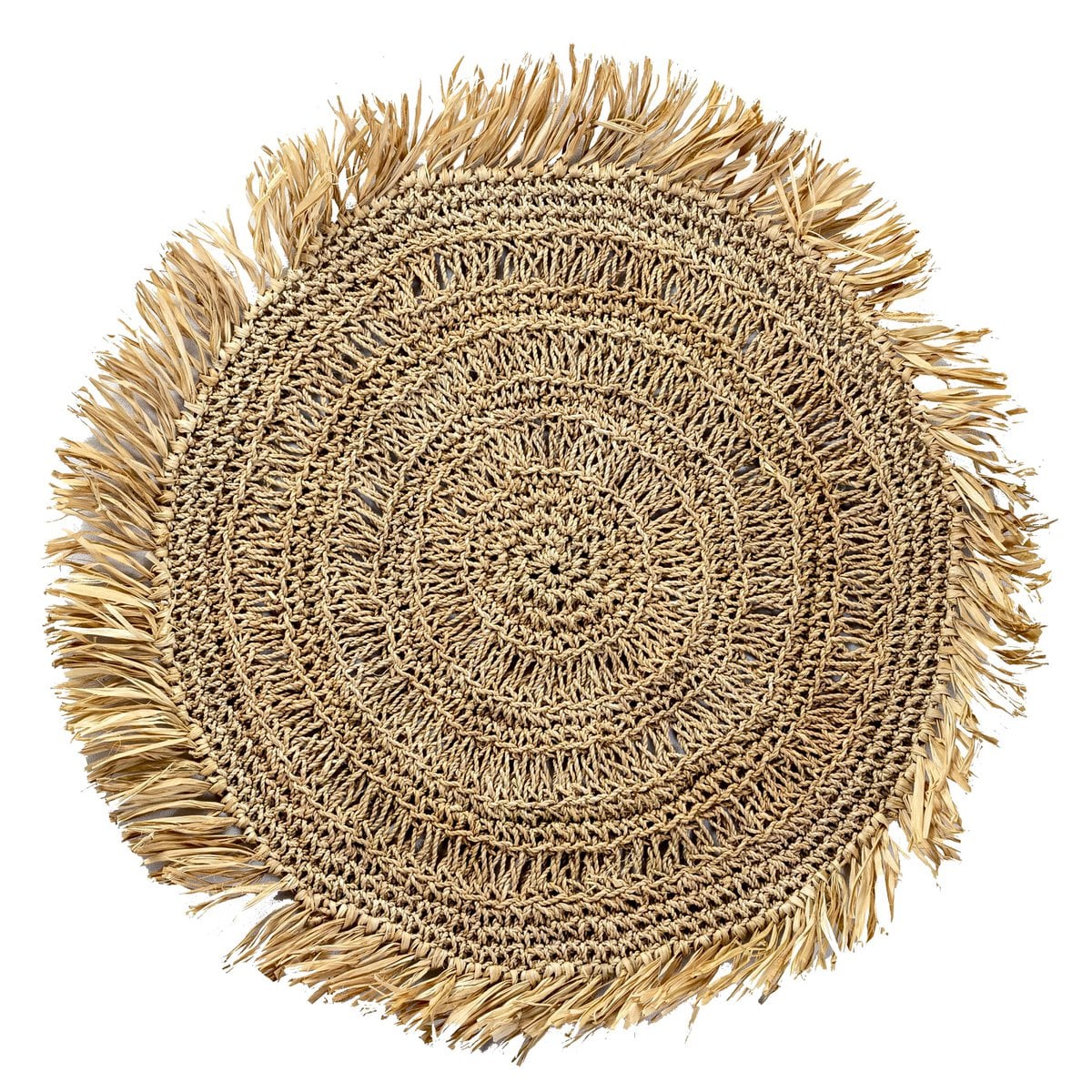 Assiette à salade (2, 4 ou 6 pièces) 45 cm ronde style Boho WAISAI en raphia