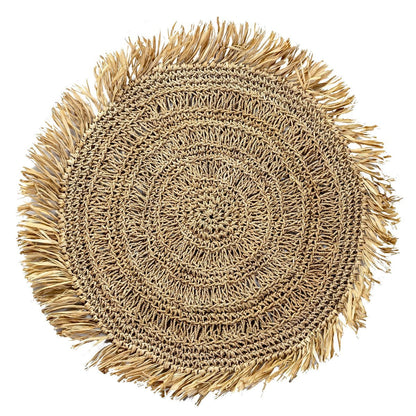 Assiette à salade (2, 4 ou 6 pièces) 45 cm ronde style Boho WAISAI en raphia