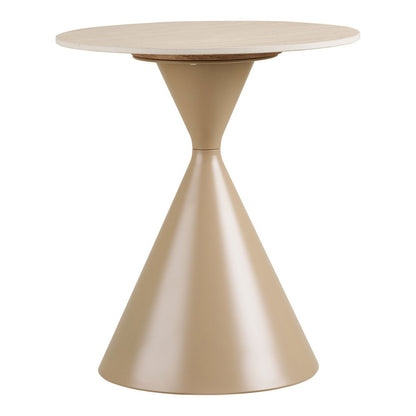 Annecy Side table, ceramic table top/steel, travertine/sand, ø50x56 cm