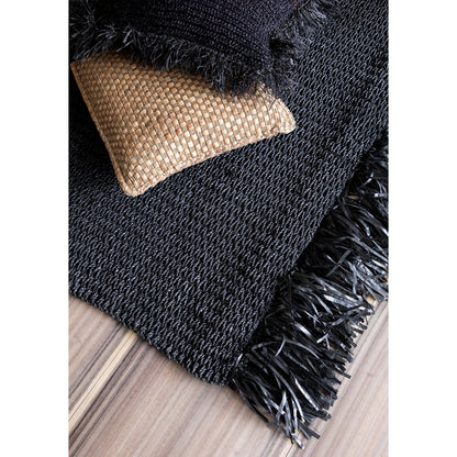 The Raffia Cushion Cover Square - Black - 40x40