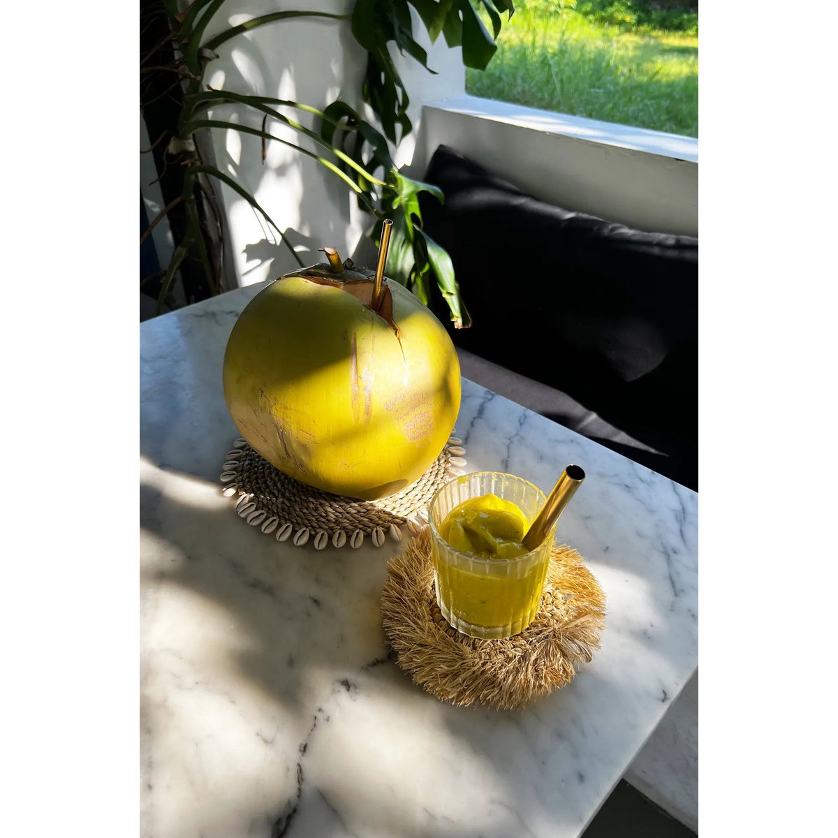The Fringe Raffia Coaster - Natural