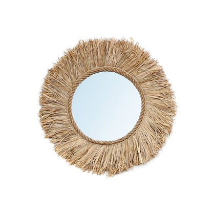 Raffia Wall Mirror - Natural Handwoven Bohemian Decor