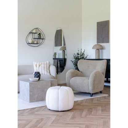 Papier-Mâché Table Lamp – Stone Grey Finish, Modern Accent Lighting