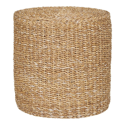 Seagrass Pouf Footstool - Natural Woven Ottoman with Iron Frame, Ø40cm