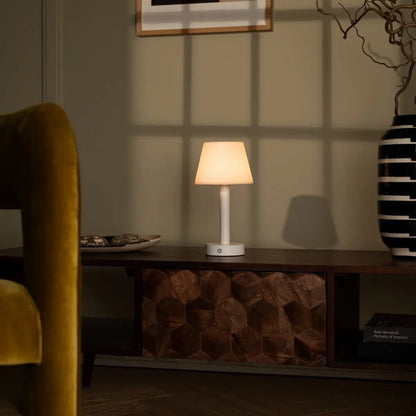Zoë White Wooden Rechargeable Table Lamp | Dimmable, USB-C & Up to 80 Hours of Battery Life