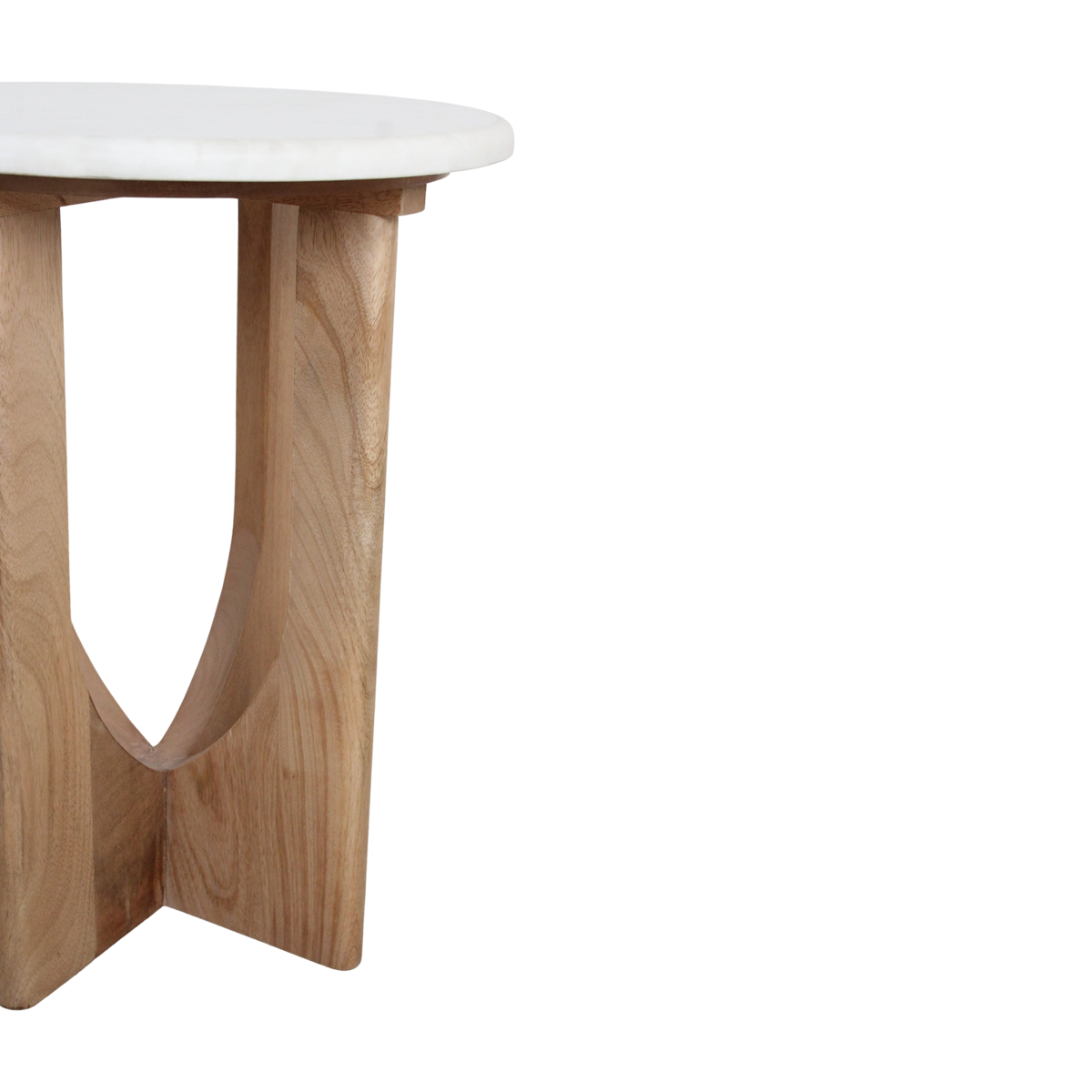 Marble Side Table - White Accent Table, Mango Wood Base, 30x30x50 cm