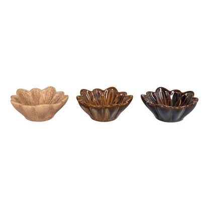 Ceramic Bowls Set - Small Beige, Brown, and Dark Brown - ø8.5cm