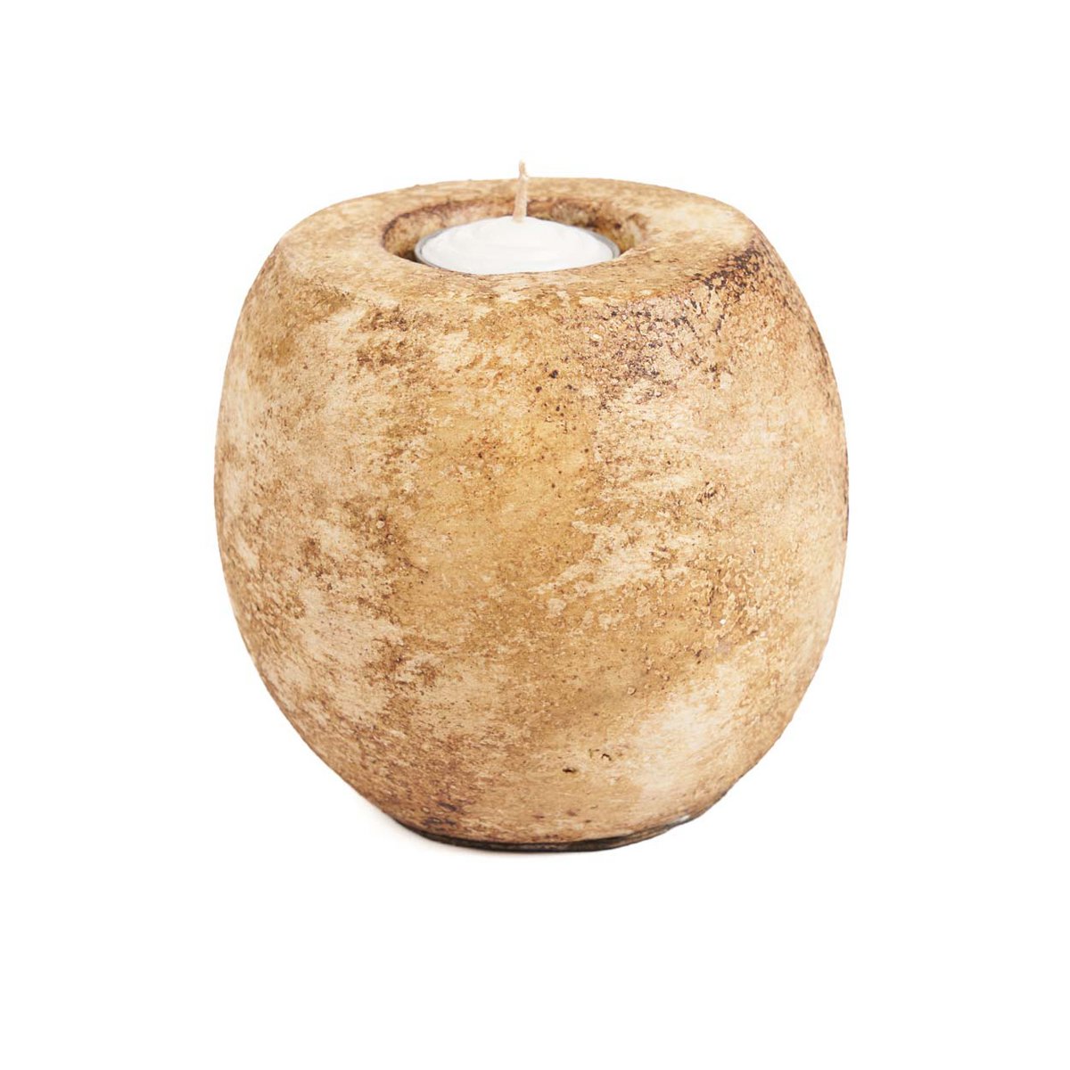 Terracotta Tea Light Candle Holder - Cream Cavestone Design