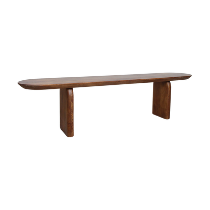Mango Wood Dining Bench - Brown Bullnose - 180-240cm