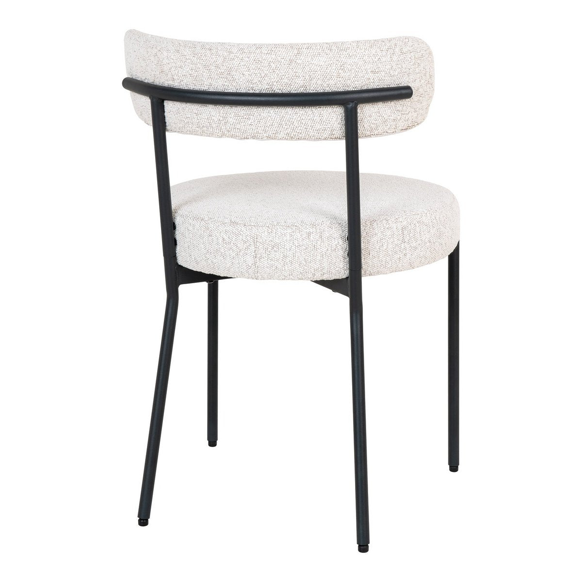 White Bouclé Dining Chairs - Set of 2 with Black Metal Legs