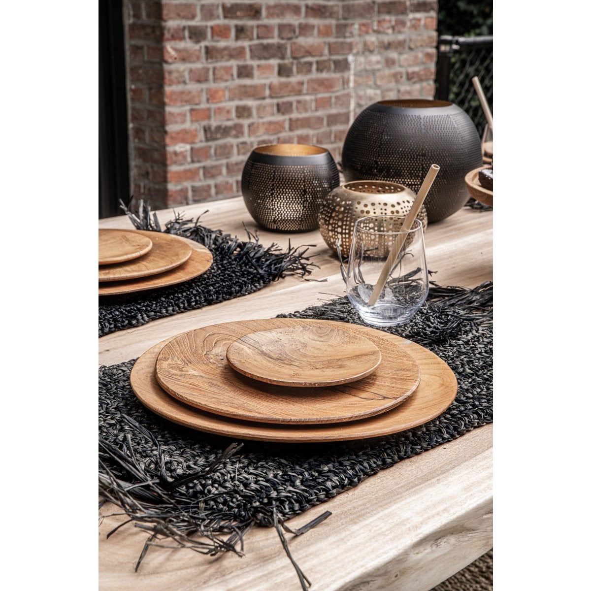 Brass Tea Light Holder - Pierced Ball Design - Black and Gold - Large