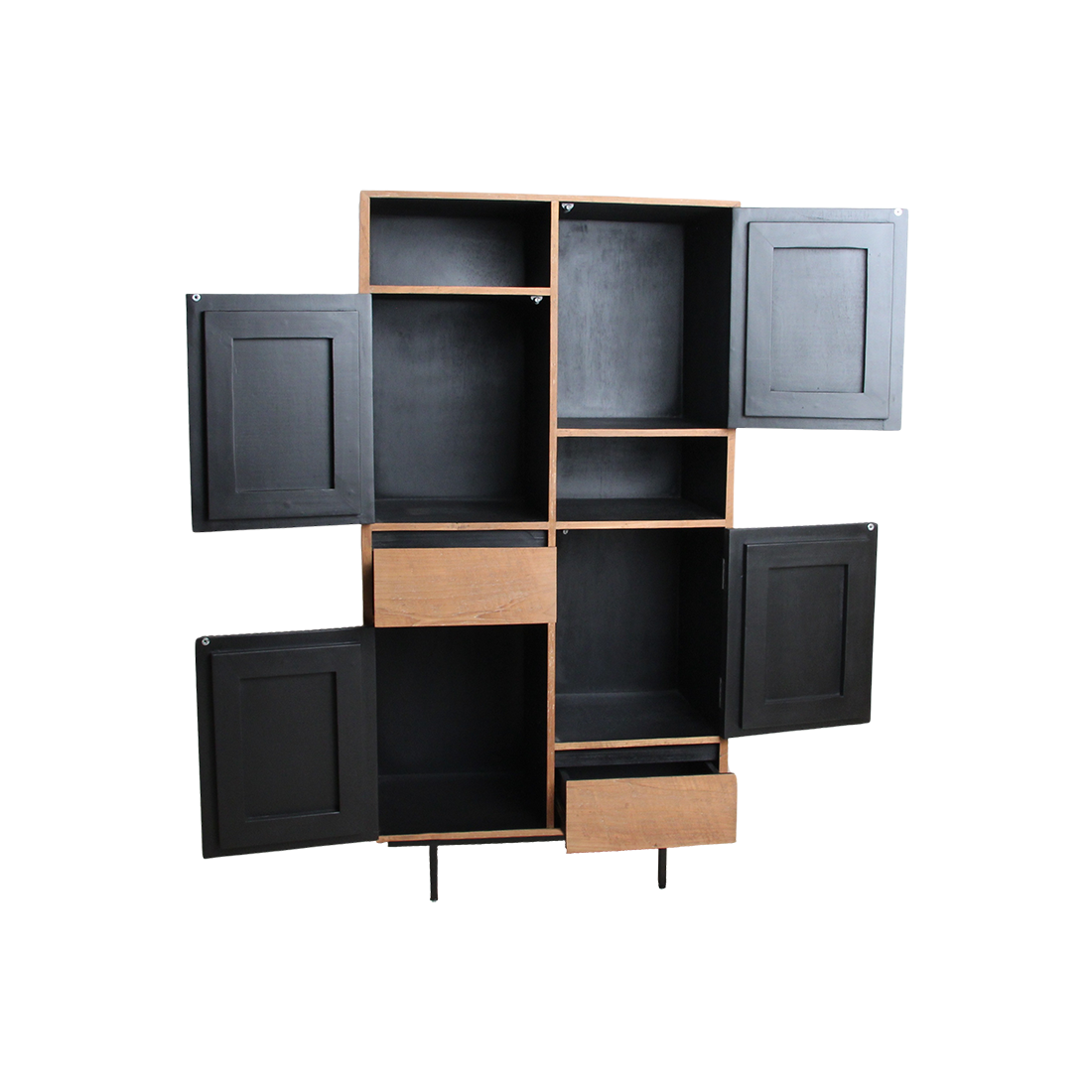 Teak Bookcase Cabinet - Recycled Wood, 90x45x172 cm