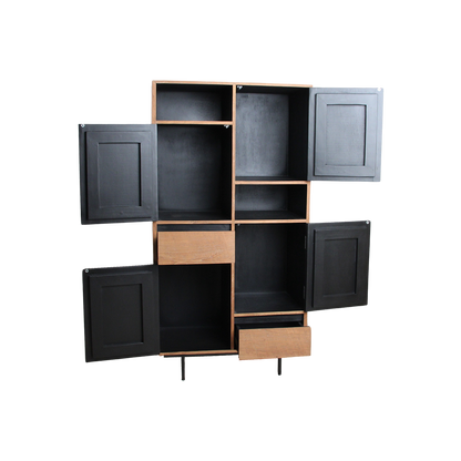 Teak Bookcase Cabinet - Recycled Wood, 90x45x172 cm