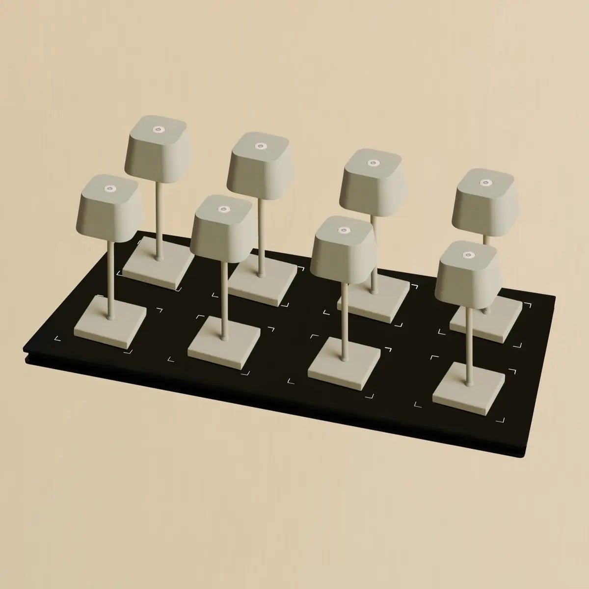 Kombi-Set Professional | 8 x Sarphati Mini Shadow Grey Akku-Tischleuchten & 1 x Ladestation Central Station