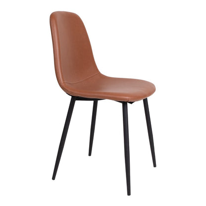 Stockholm Dining Chair - Brown, PU Leather, Black Metal Legs, 54x44x88cm - set of 2